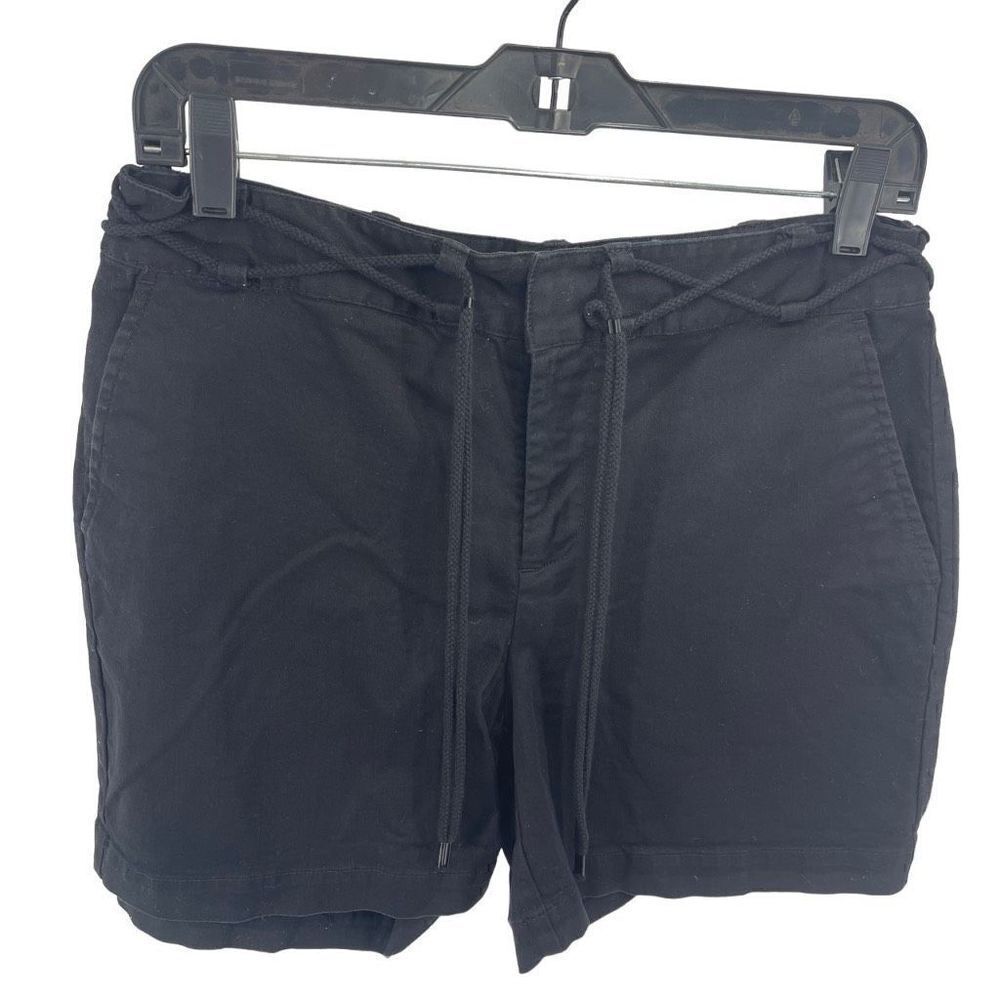 Chaps Womens Chino Shorts Waist Tie Stretch Pocket Casual Summer Black 8P Petite